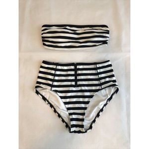 Kate Spade XS Swimsuit Black White Striped Bandeau
